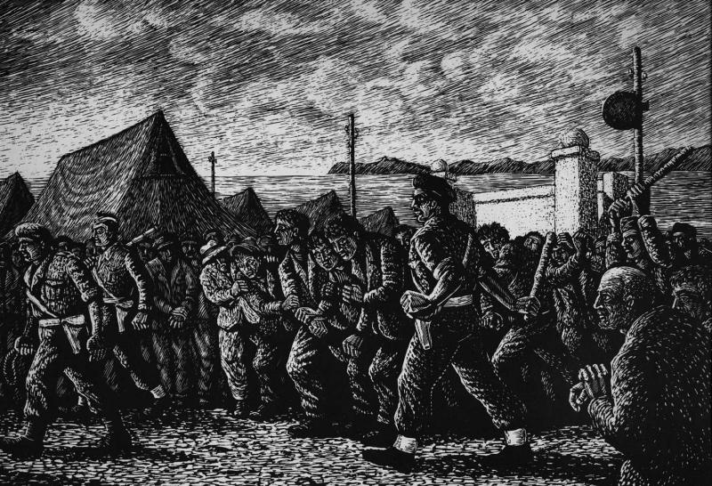 Etching by former political prisoner Giorgos Farsakidis. ‘The Road to Cavalry’, Makronissos 1949–1950 (Athens, 1965) Etching by former political prisoner Giorgos Farsakidis. ‘The Road to Cavalry’, Makronissos 1949–1950 (Athens, 1965)