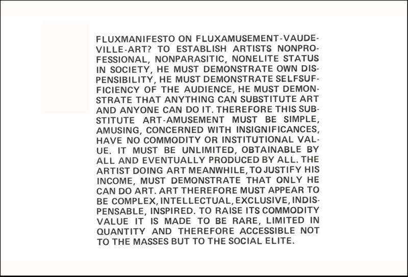 Maciunas. FluxManifesto para el grupo Fluxus, 1965