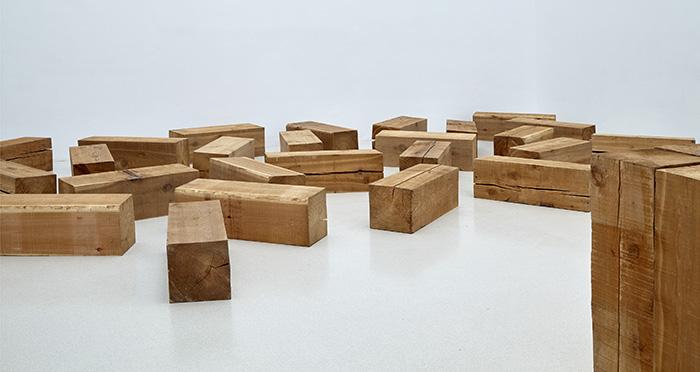 Vista de sala de la exposición Carl Andre. Escultura como lugar, 1958-2010, 2015