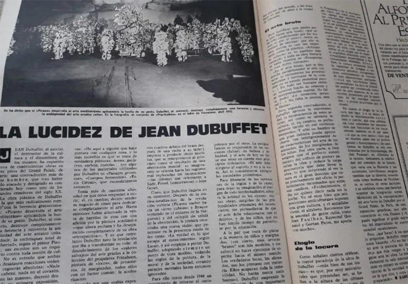 Artículo en la Revista Triunfo del 22 de diciembre de 1973. “La lucidez de Dubuffet” por Chao, R. Artículo en la Revista Triunfo del 22 de diciembre de 1973. “La lucidez de Dubuffet” por Chao, R.