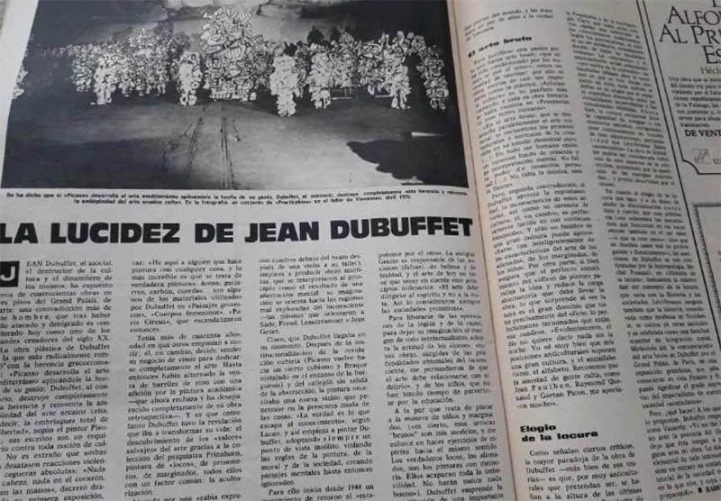 Artículo en la Revista Triunfo del 22 de diciembre de 1973. “La lucidez de Dubuffet” por Chao, R.