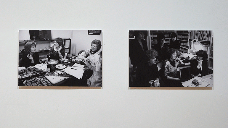 Vista de la exposición Musas insumisas. Delphine Seyrig y los colectivos de vídeo feminista en Francia en los 70 y 80 Vista de la exposición Musas insumisas. Delphine Seyrig y los colectivos de vídeo feminista en Francia en los 70 y 80
