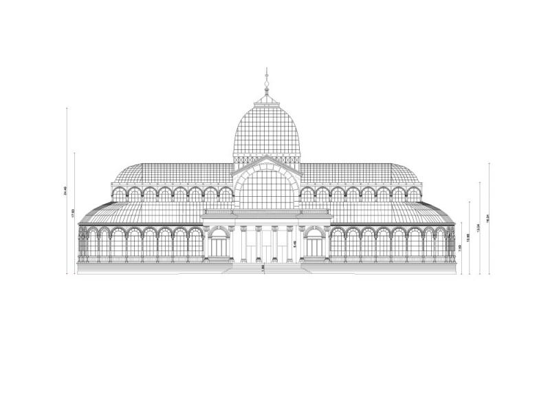 Alzado principal del Palacio de Cristal del Parque del Buen Retiro de Madrid. Museo Reina Sofía Alzado principal del Palacio de Cristal del Parque del Buen Retiro de Madrid. Museo Reina Sofía