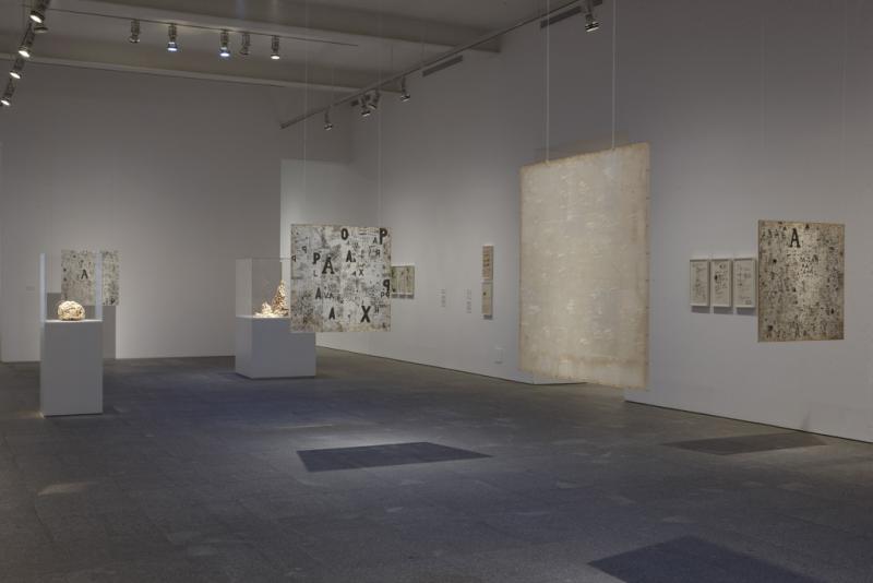 Vista de sala de la exposición. León Ferrari y Mira Schendel. El alfabeto enfurecido,  2010