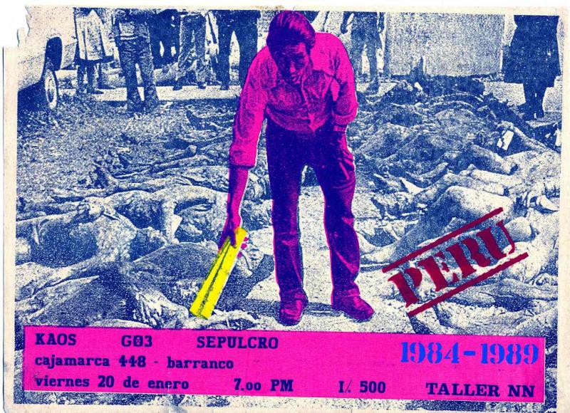 Taller NN. Cartel del concierto de la banda Kaos, 1989. Cortesía Archivo Alfredo Márquez. Taller NN. Cartel del concierto de la banda Kaos, 1989. Cortesía Archivo Alfredo Márquez.