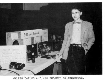 Wendy (Walter) Carlos con su proyecto de ciencias, 1958 